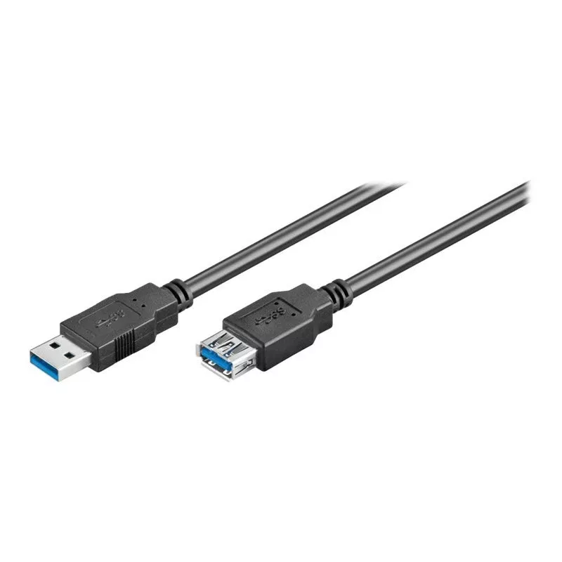 Wentronic Goobay USB 3.0 SuperSpeed ilginimo kabelis, juodas, 3 m - USB 3.0 kištukas (A tipas) > USB 3.0 lizdas (A tipas) (93999)