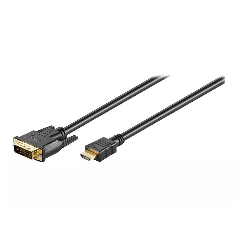 Wentronic Goobay HDMI™ / DVI-D laidas, juodas, 3 m – 19 kontaktų HDMI™ kištukas > DVI-D (18+1) kištukas (51581)