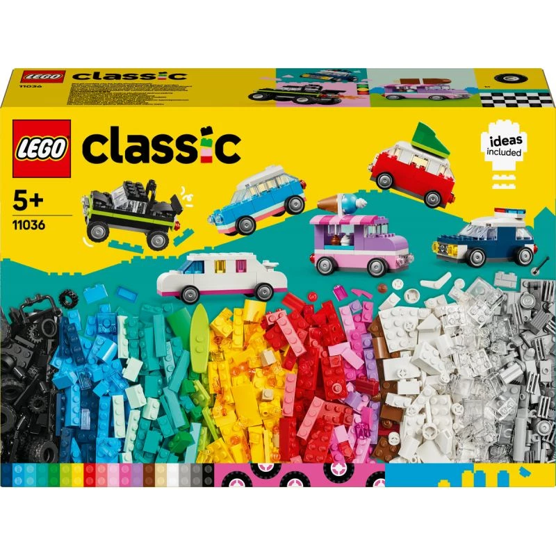 LEGO Classic Creative Vehicles Spalvingų automobilių rinkinys su policijos automobiliu ir 11023 žalia pagrindo plokštė 32x32