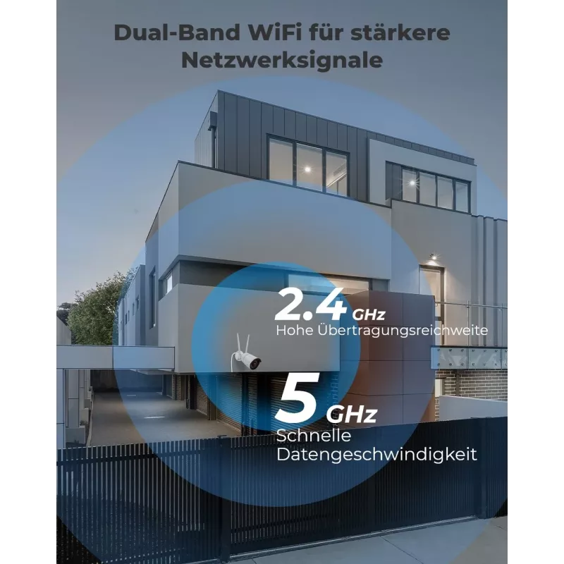 Reolink W320 – 5MP lauko apsaugos kamera, 2,4/5 GHz Wi-Fi, asmens/transporto priemonės/gyvūno aptikimas, 100 pėdų naktinis matymas