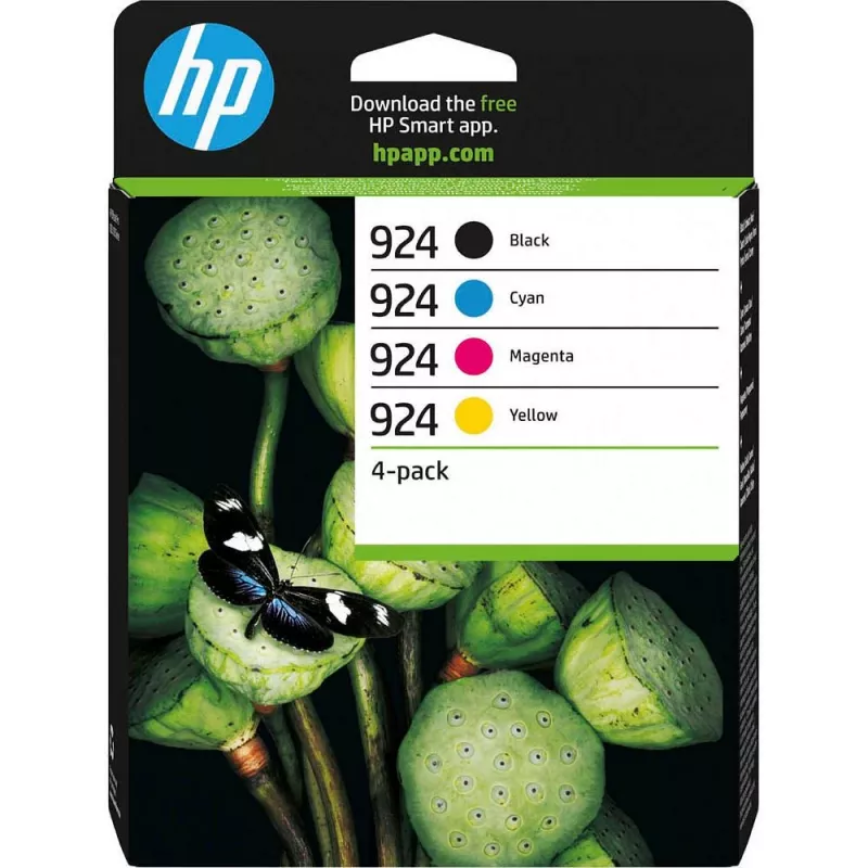 HP 924 CMYK originali rašalo kasetė 4 vnt., juoda, žydra, rausvai raudona, geltona, 500 puslapių, 400 puslapių