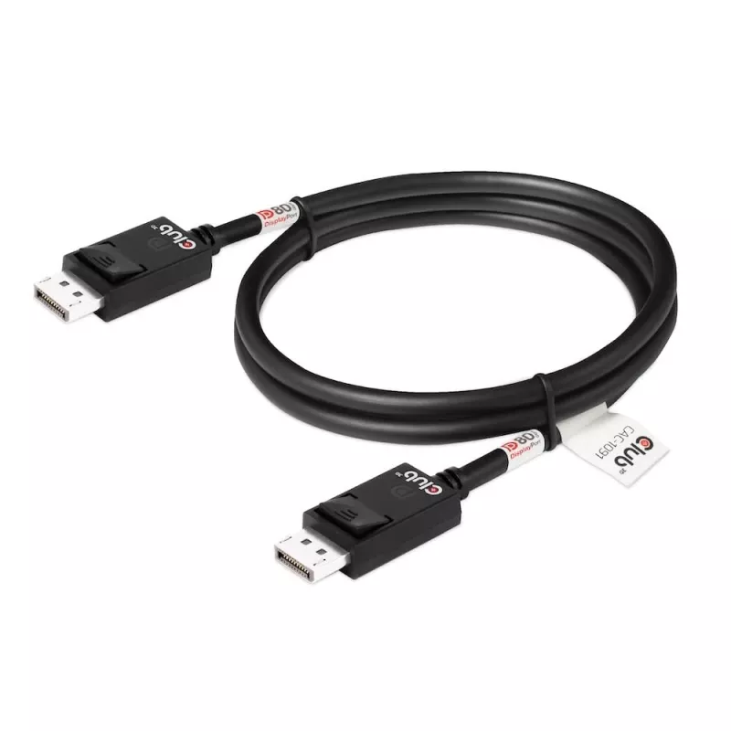 CLUB3D DisplayPort 2.1 dvipusis VESA DP80 sertifikuotas kabelis 4K240Hz, 8K60Hz arba 10K30Hz M/M 1,2 m