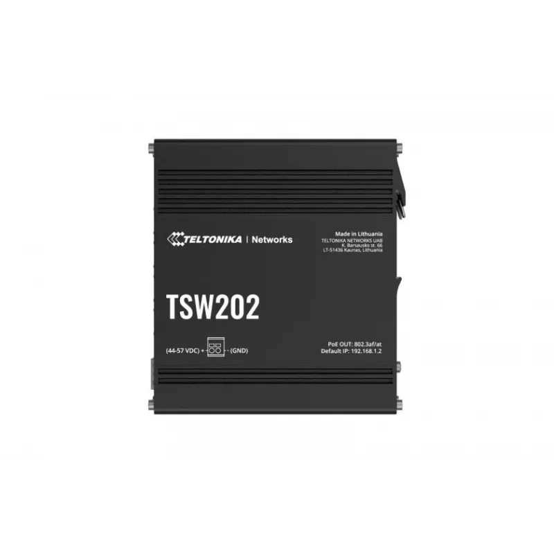 Teltonika TSW202 valdomas L2 Gigabit Ethernet (10/100/1000) maitinimas per Ethernet (PoE) aliuminis, mėlynas