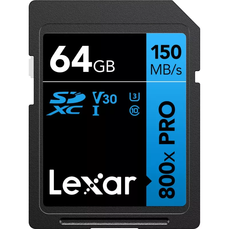 „Lexar“ SDXC atminties kortelė 64 GB UHS-I 800xPRO — Class 10, U3, V30, 150 MB/s