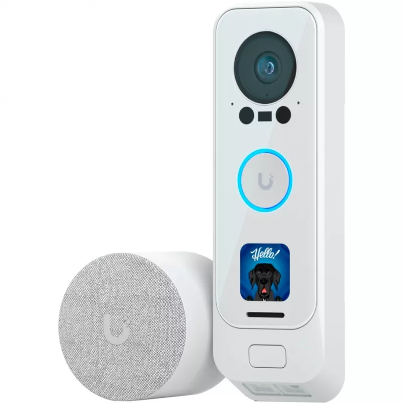 Vaizdo durų skambutis Ubiquiti UniFi Protect UVC-G4 Doorbell Pro PoE Kit su gongu, 5 MP kamera, baltos spalvos