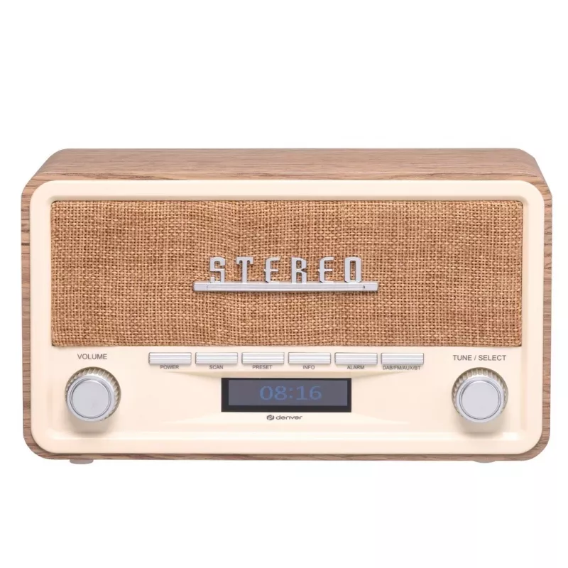 Denver DAB-18LW retro radijas su DAB+, FM ir Bluetooth, baltas