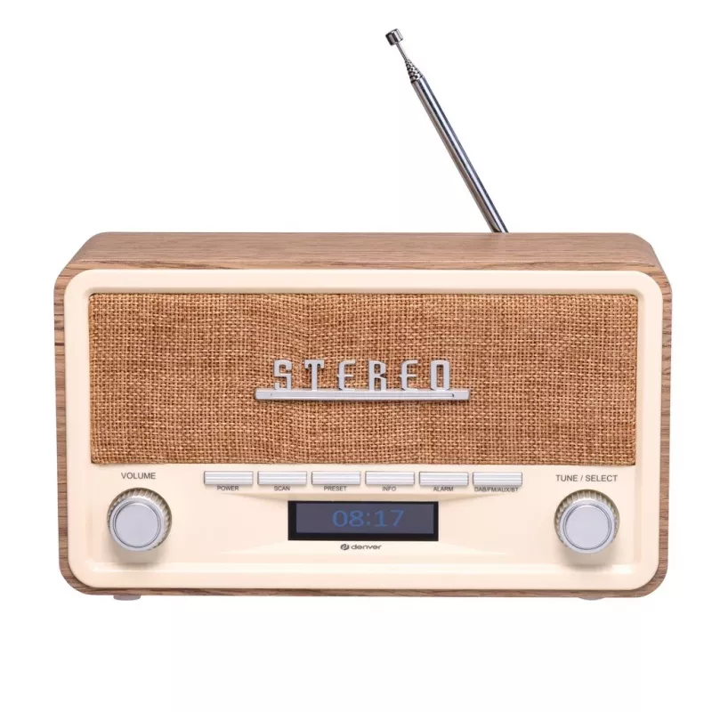 Denver DAB-18LW retro radijas su DAB+, FM ir Bluetooth, baltas