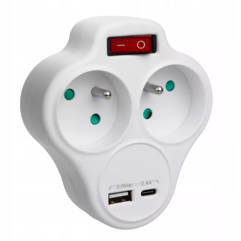 Elektros lizdo daliklis MACLEAN MCE336E su 2 USB prievadais, E tipo