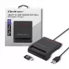 ID kortelių skaitytuvas QOLTEC Smart chip ID card scanner – USB, juodas, 84,5×65×16 mm, 63 g