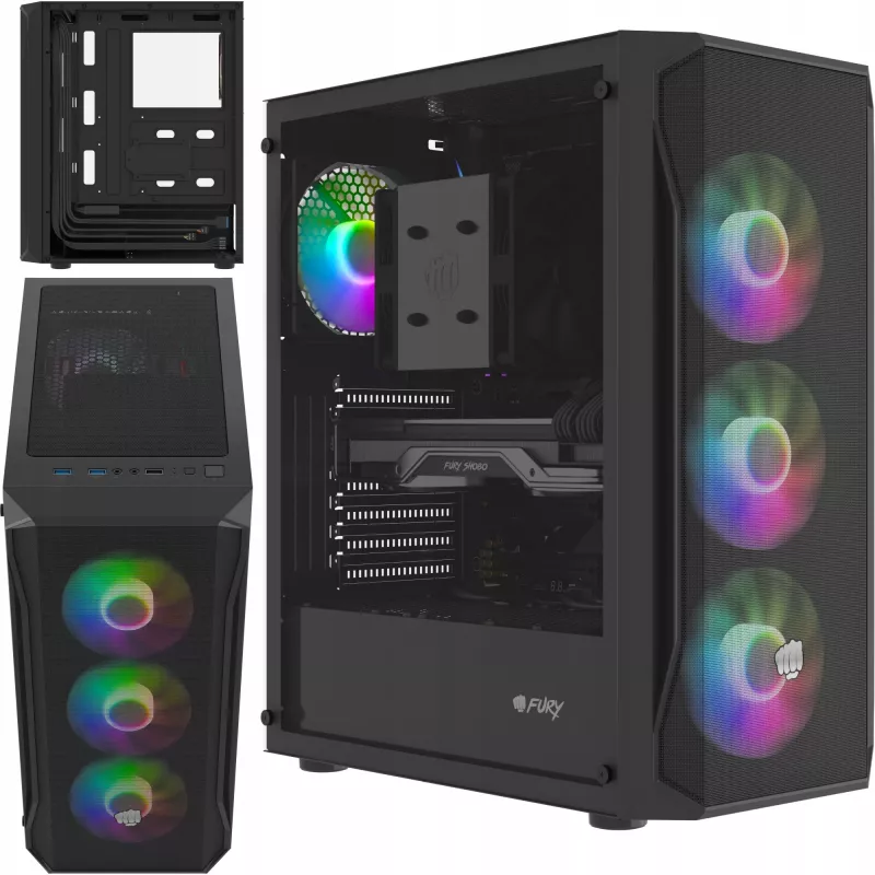 Korpusas Fury Shobo SH4F su RGB langu ir 4 ventiliatoriais MIDI