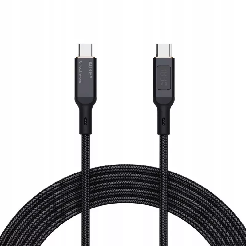 AUKEY CB-MCC102 USB-C laidas 1,8 m, juodas, 480 Gbit/s