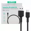 AUKEY CB-CD30 USB-A–USB-C kabelis 0,9 m, nailoninis pynimas, 60W PD, 3A, juodas