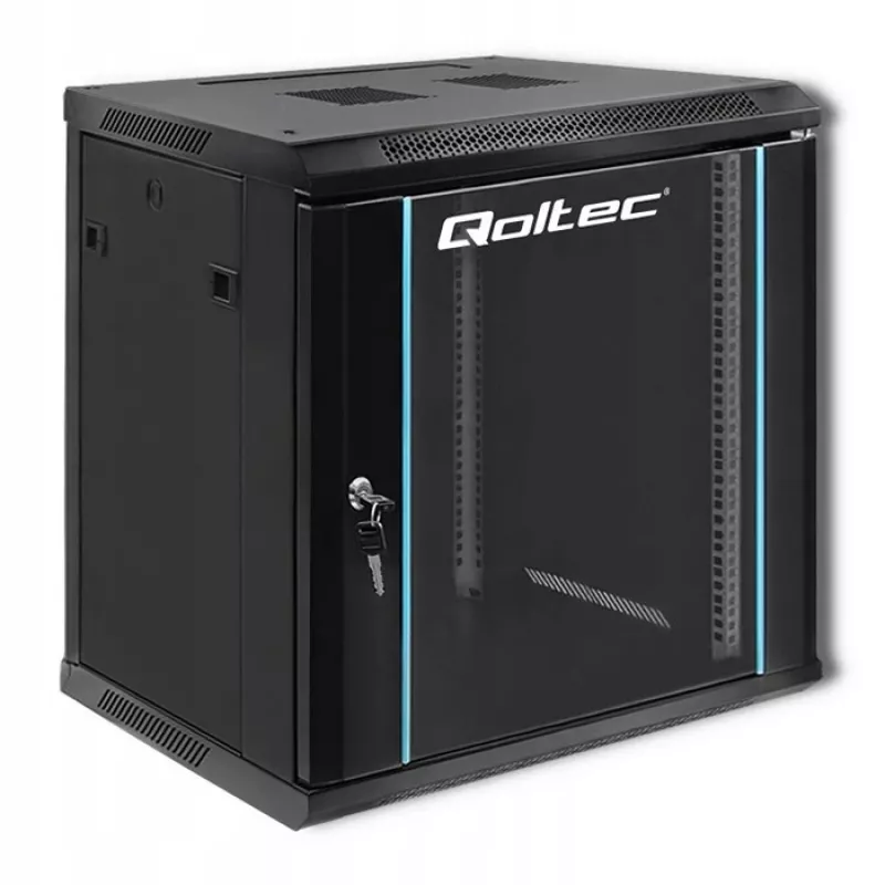 19 colių stelažo spinta QOLTEC 54464 12U 600x635x450 Juoda