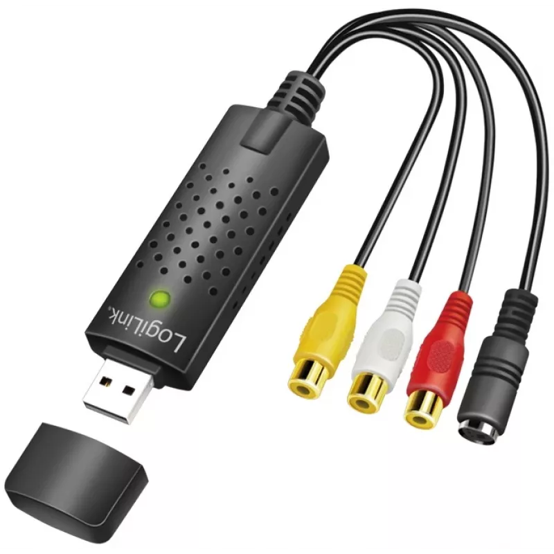 LogiLink USB 2.0 vaizdo įrašymo adapteris, USB A/M į 3x RCA + MiniDIN5/F, juodas