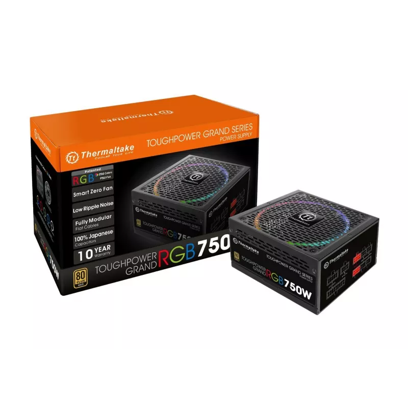 Thermaltake ToughPower Grand RGB 750W Gold – maitinimo blokas (vidinis) – ATX12V 2.4 / EPS12V 2.92 – 80 PLUS Gold – AC 100-240 V – 750 W – aktyvus PFC
