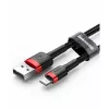 USB-A į Lightning laidas Baseus Cafule 2.4A QC 3.0, 1 m — juodai raudonas