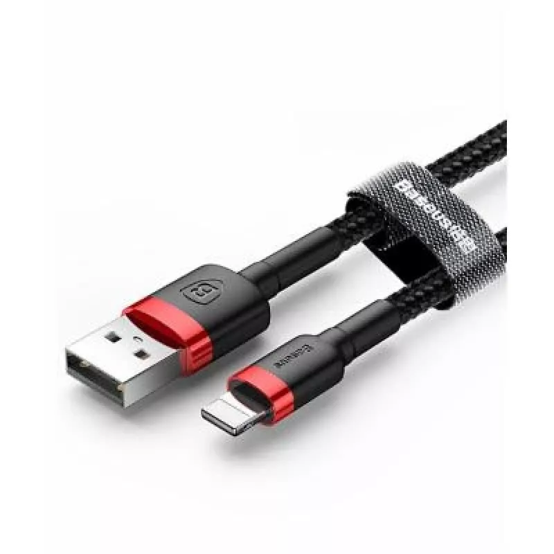 USB-A į Lightning laidas Baseus Cafule 2.4A QC 3.0, 1 m — juodai raudonas