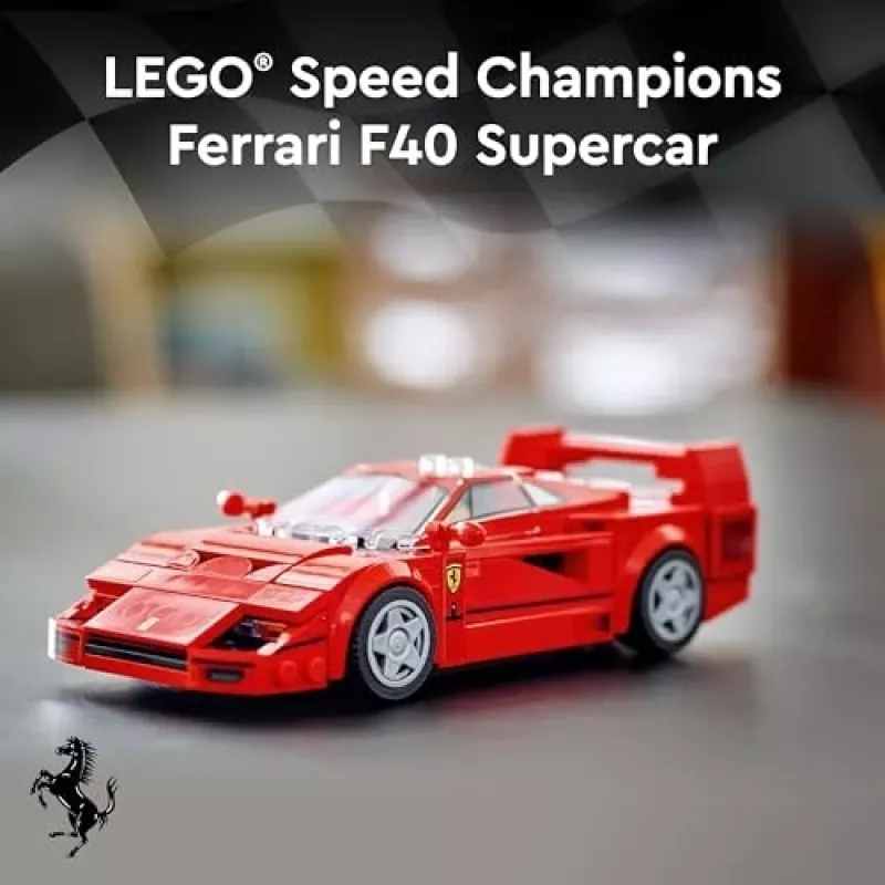 LEGO Speed Champions Ferrari F40 Supercar Konstruktorius su Vairuotojo Minifigūrėle, 9+ Metų
