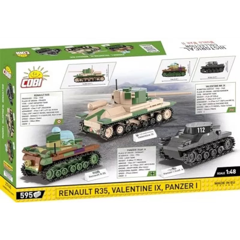 Konstruktorius COBI Renault R35 / Valentine IX / Panzer I 595 detalių