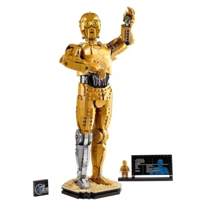 LEGO statoma figūra „Žvaigždžių karai“ C-3PO modelis 75398 — 1 138 dalių, 380 mm eksponavimo kolekcinis