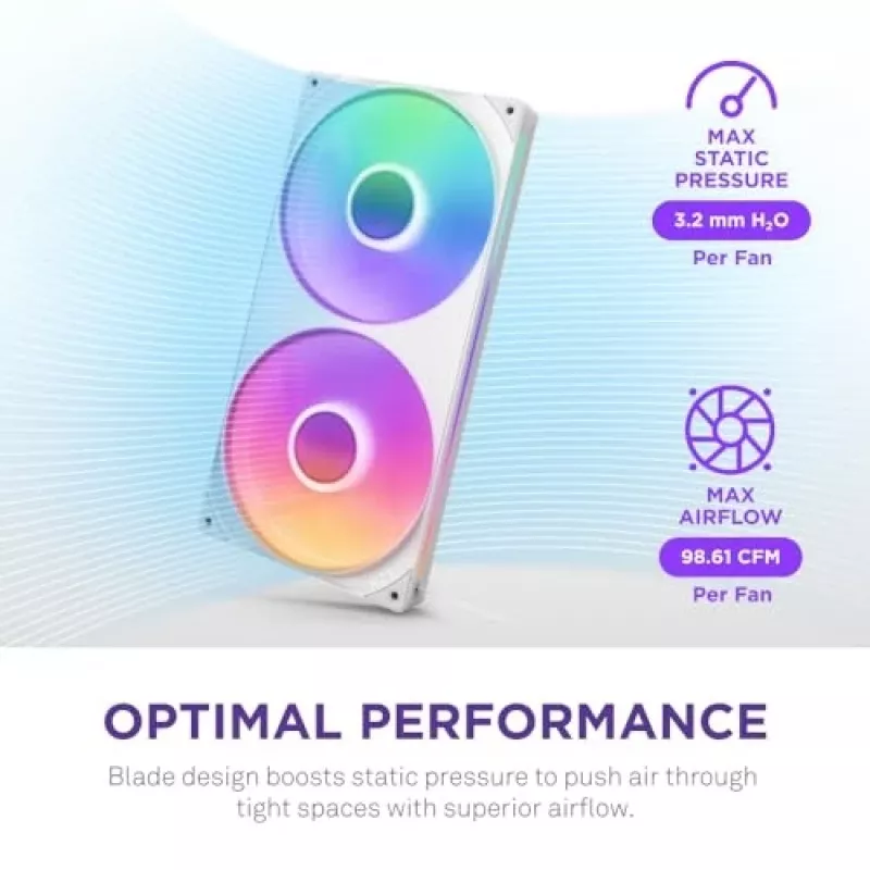 Ventiliatorius NZXT RF-U28HF-W1 140mm 2000 RPM 98.61 CFM Baltas