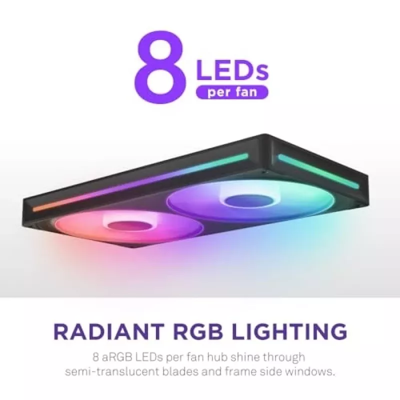 NZXT F280 RGB Core 140mm ARGB PWM 2 viename rėmelyje juoda