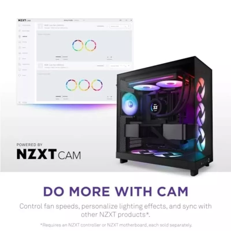 NZXT F280 RGB Core 140mm ARGB PWM 2 viename rėmelyje juoda