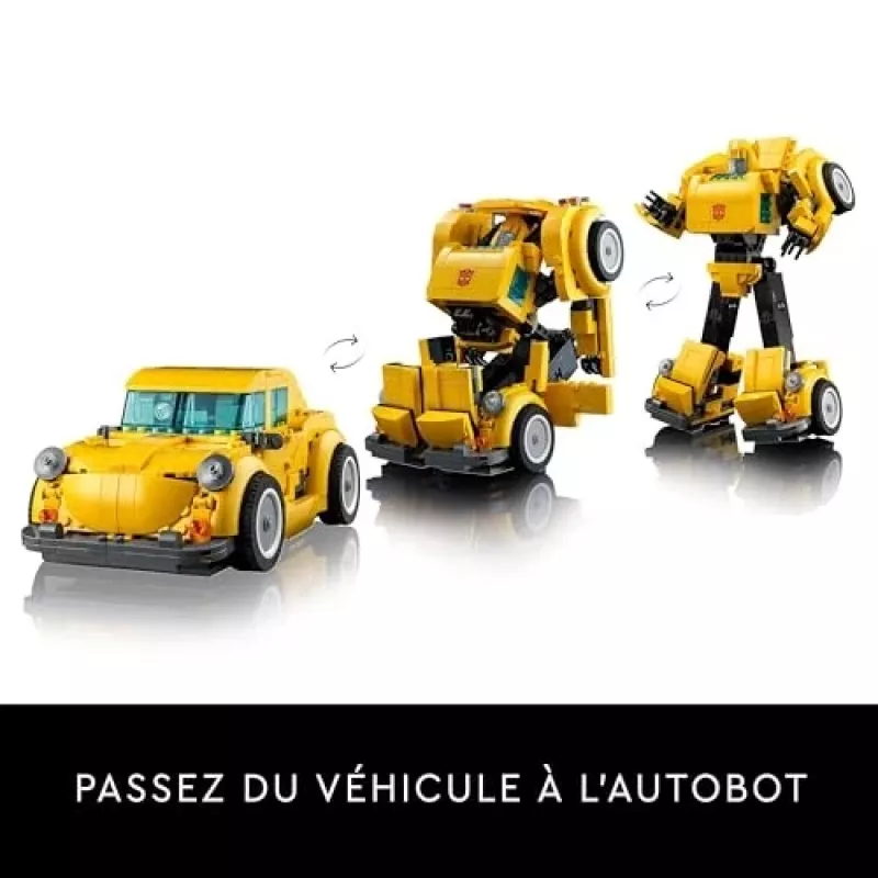 LEGO Icons Transformers Bumblebee veiksmo figūrėlės konstravimo rinkinys – kolekcinis robotų modelis suaugusiems, transformuojamas į transporto priemonę, dovana vyrams