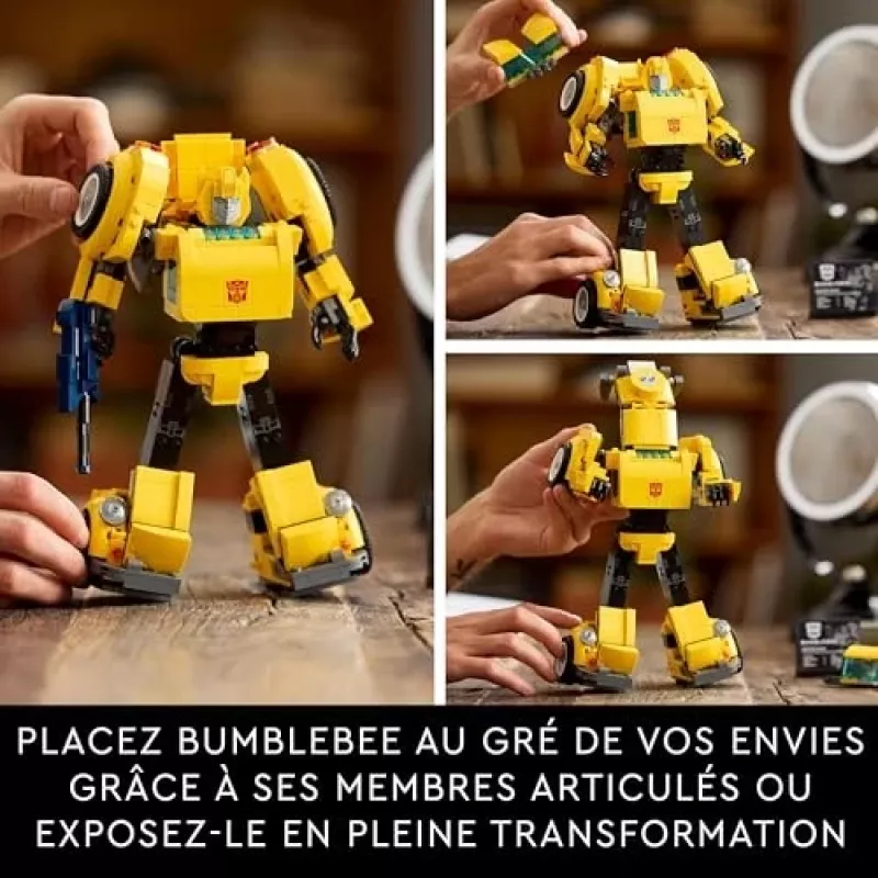 LEGO Icons Transformers Bumblebee veiksmo figūrėlės konstravimo rinkinys – kolekcinis robotų modelis suaugusiems, transformuojamas į transporto priemonę, dovana vyrams