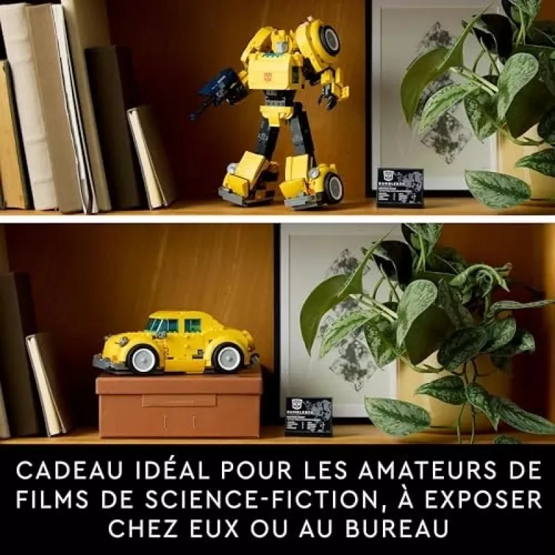 LEGO Icons Transformers Bumblebee veiksmo figūrėlės konstravimo rinkinys – kolekcinis robotų modelis suaugusiems, transformuojamas į transporto priemonę, dovana vyrams