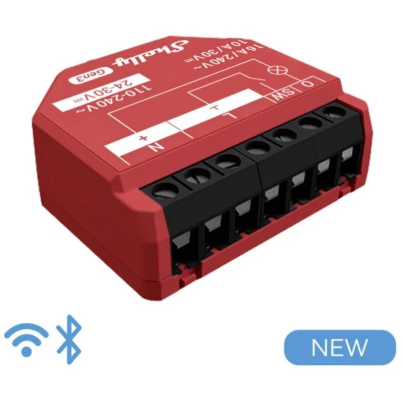 Shelly 1PM Gen3 išmanusis valdiklis su Bluetooth ir Wi-Fi