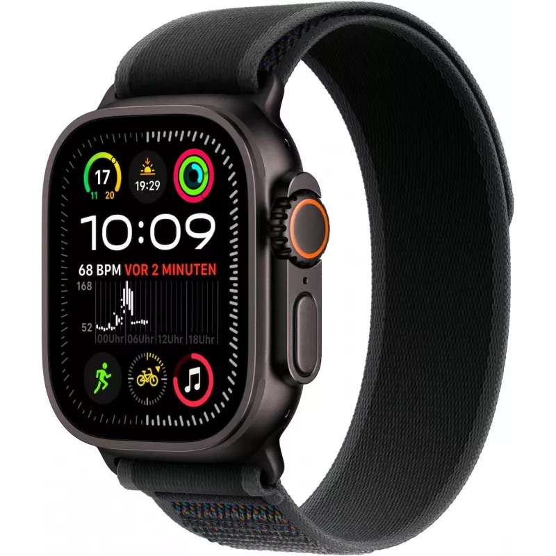 APPLE Watch Ultra 2 GPS + Cellular 49mm juodas titano korpusas su juoda Trail Loop apyranke - M/L