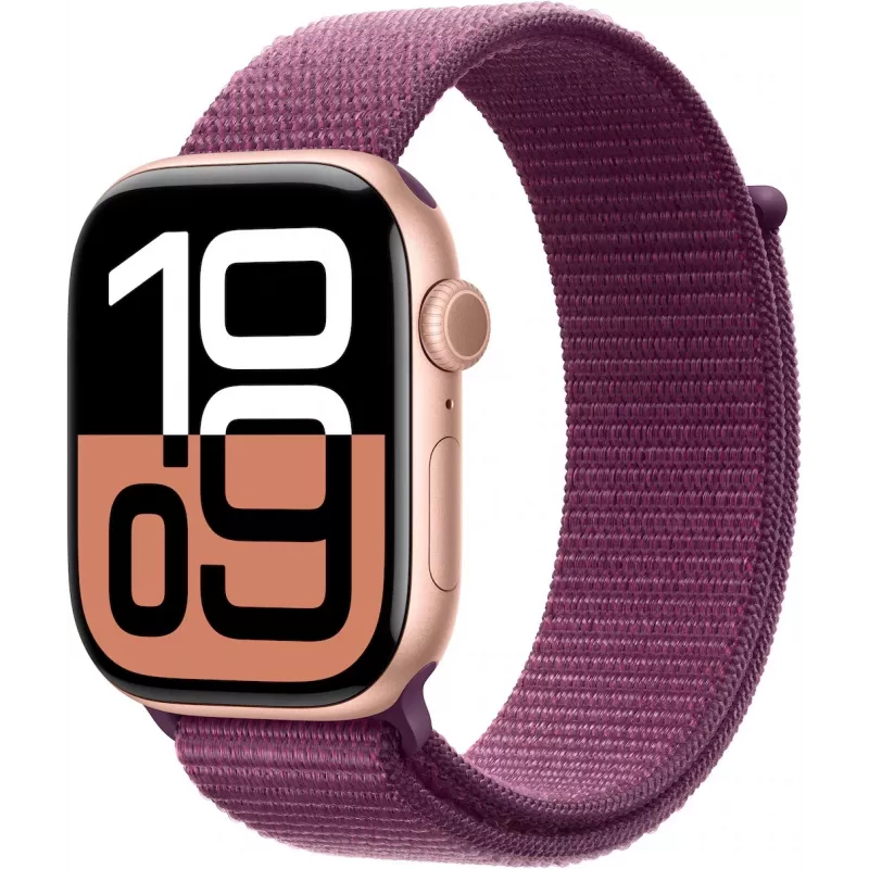 APPLE Watch Series 10 GPS 46mm Rožinio aukso aliuminio korpusas su slyvų sportine kilpa