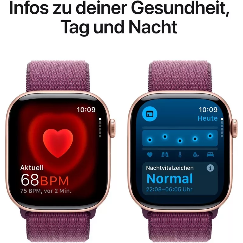 APPLE Watch Series 10 GPS 46mm Rožinio aukso aliuminio korpusas su slyvų sportine kilpa