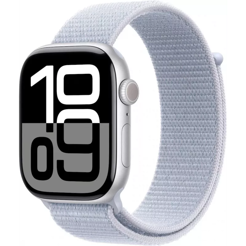 APPLE Watch Series 10 GPS 46mm sidabrinis aliuminio korpusas su Blue Cloud sportine kilpa
