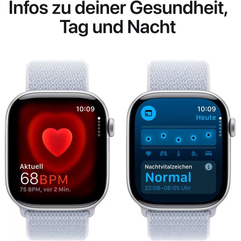 APPLE Watch Series 10 GPS 46mm sidabrinis aliuminio korpusas su Blue Cloud sportine kilpa