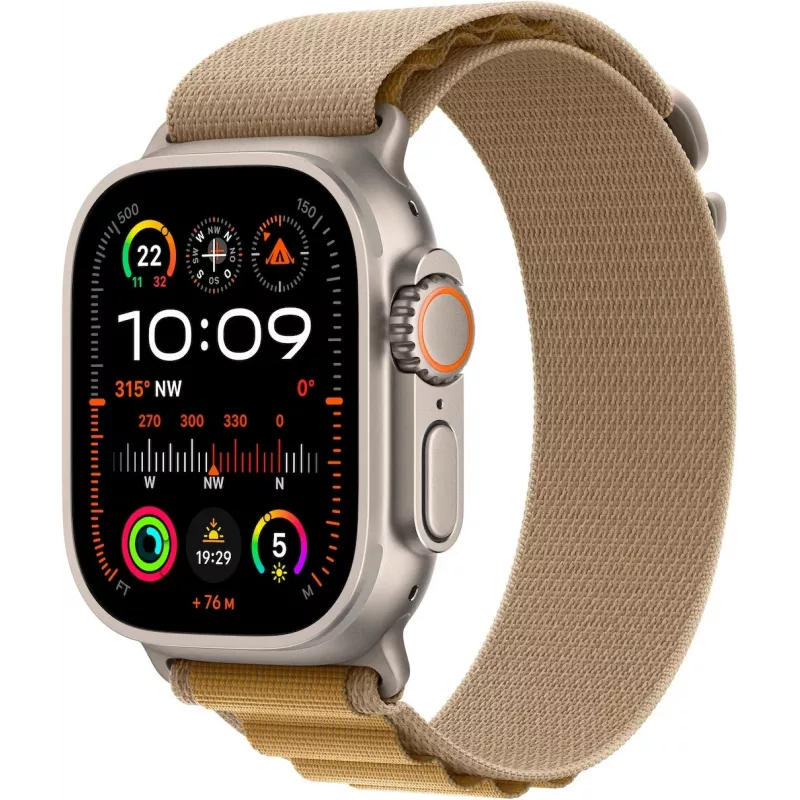 Apple Watch Ultra 2 GPS + Cellular 49mm Titano korpusas su Alpių dirželiu - Vidutinis (MX4F3FD/A)