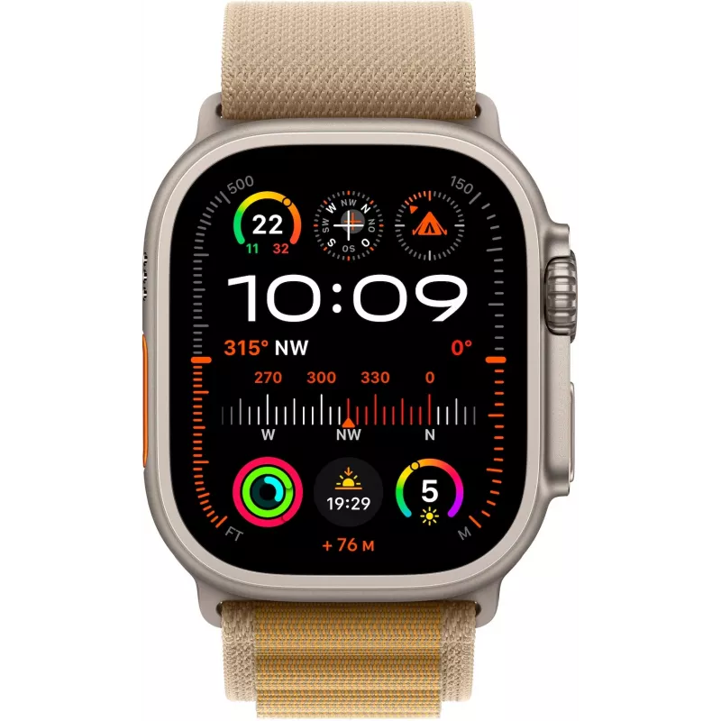 Apple Watch Ultra 2 GPS + Cellular 49mm Titano korpusas su Alpių dirželiu - Vidutinis (MX4F3FD/A)