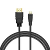 HDMI kabelis SAVIO CL-39 1 m — A tipo (vyriškas) į D tipo Micro (vyriškas), HDMI 1.4, 4096x2160, ARC, Ethernet, paauksuoti kontaktai, juoda