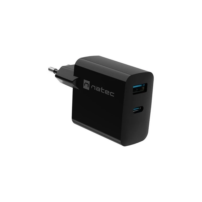 Įkroviklis NATEC NUC-2145, 65W, USB-C PD 3.0 + QC 3.0, 2x USB, 110–240V, juodas