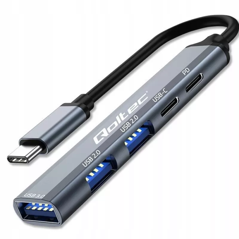 Qoltec 53790 USB-C 3.1 5in1 adapteris – USB-C PD, USB-C, 2x USB 2.0, USB 3.0