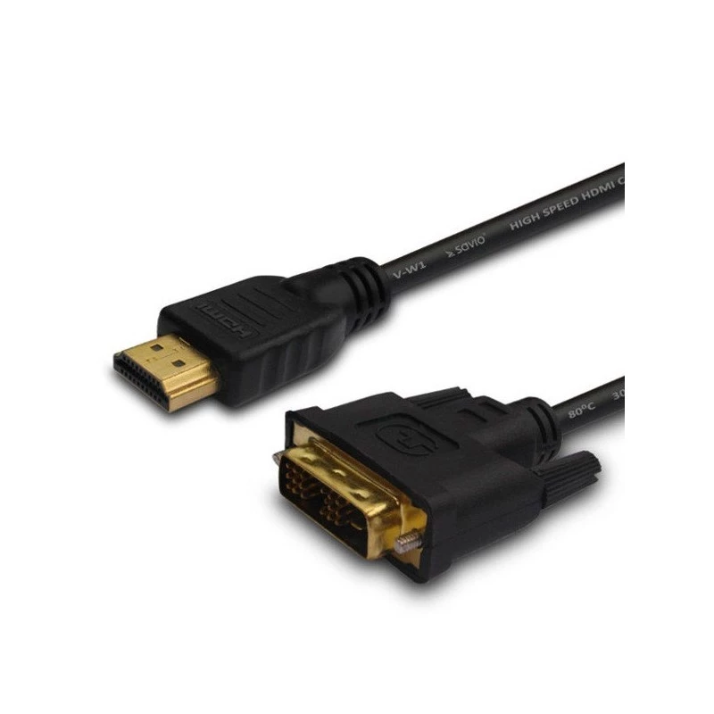 Savio CL-139 kabelis adapteris vaizdui 1,8 m DVI-A HDMI A tipo (standartinis) juodas