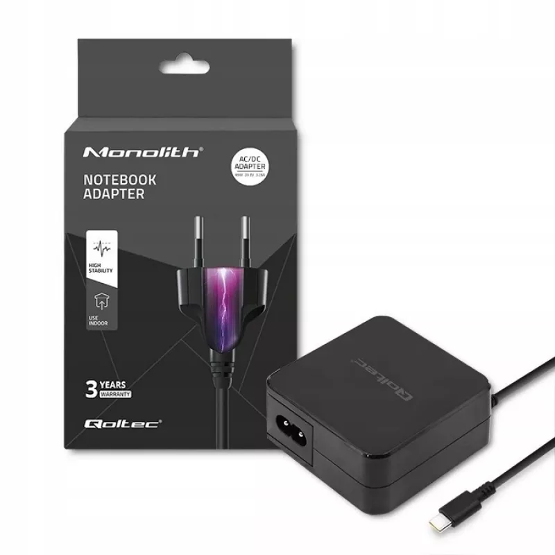 Qoltec 51027 Įkroviklis | 65W | 5-20.3V | 2-3.25A | USB Type C | PD