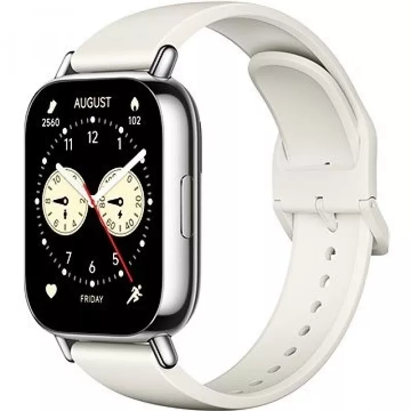 Išmanusis laikrodis Xiaomi Redmi Watch 5 Lite — 1,96 colio AMOLED ekranas, GPS, 470 mAh baterija, auksinis korpusas, baltas TPU dirželis