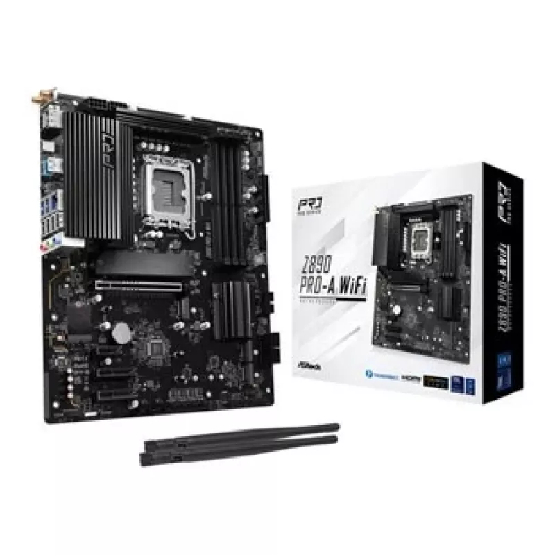 Motininė plokštė ASRock Z890 Pro-A WiFi — Intel Z890, LGA 1851, ATX, DDR5, 4x DIMM, 256GB, Wi‑Fi 6E, 2.5Gb LAN