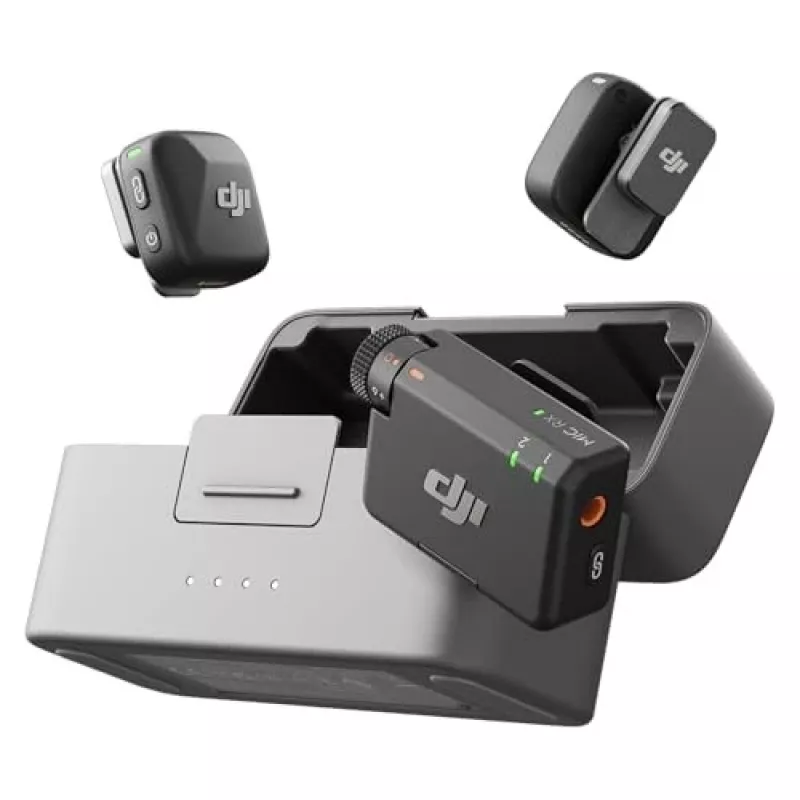 Belaidis mikrofonų rinkinys DJI Mic Mini (2 TX + 1 RX + Įkrovimo dėklas) - Tamsiai pilkas