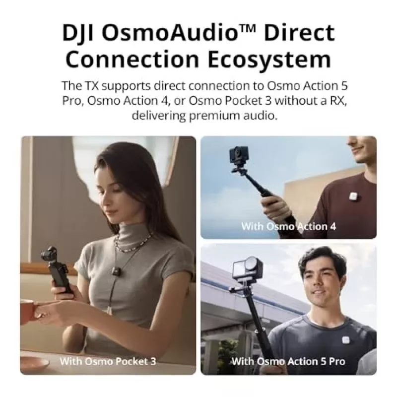 Belaidis mikrofonų rinkinys DJI Mic Mini (2 TX + 1 RX + Įkrovimo dėklas) - Tamsiai pilkas