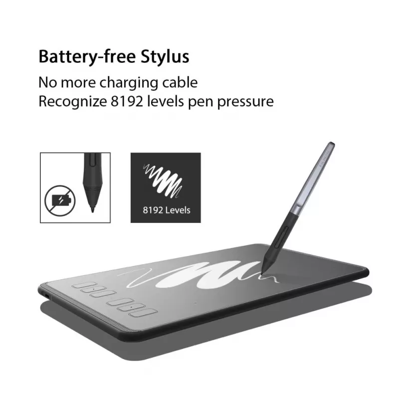 HUION H640P grafinė planšetė 5080 lpi 160 x 99 mm USB Juoda