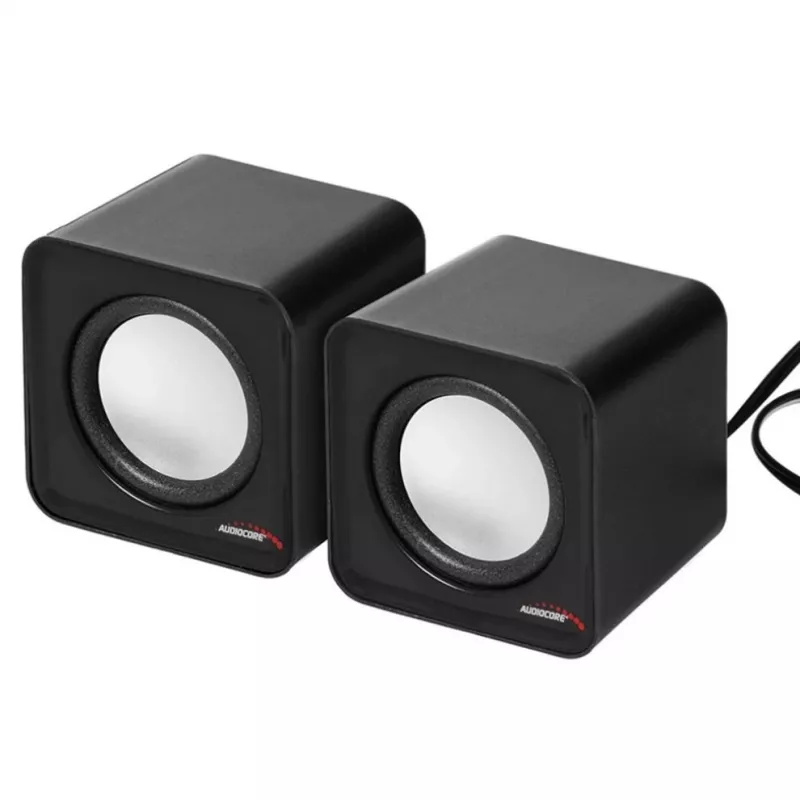 Garsiakalbis 2 krypčių PC Audiocore AC870 B — 3 W RMS, laidinis USB maitinimas, 3.5 mm įvestis, 2.0 kanalai