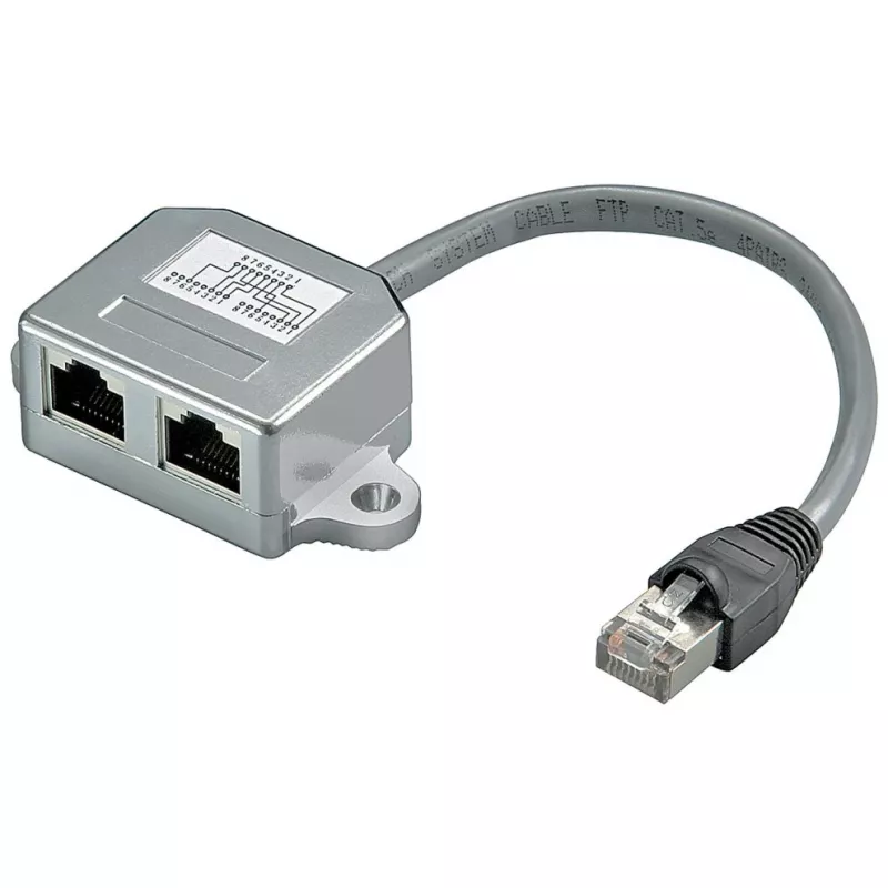 Wentronic Goobay tinklo skirstytuvas (tinklo dvigubintuvas), CAT Y adapteris – 2 x CAT 5 Ethernet, ekranuotas (68908)